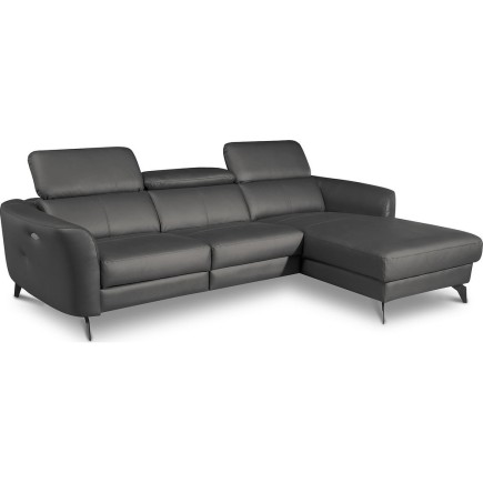 Canapé d'angle relax en cuir de luxe italien avec relax électrique, 5 places BERTONI, gris foncé, angle droit