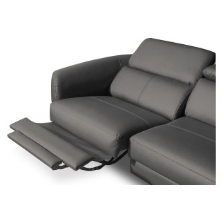 Canapé d'angle relax en cuir de luxe italien avec relax électrique, 5 places BERTONI, gris foncé, angle droit