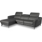 Canapé d'angle relax en cuir de luxe italien avec relax électrique, 5 places BERTONI, gris foncé, angle gauche Canapé d'angle relax en cuir de luxe italien avec relax électrique, 5 places BERTONI, gris foncé, angle gauche
