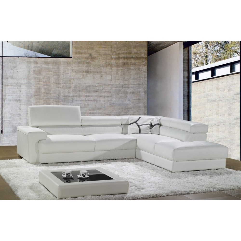 Canapé d'angle en cuir italien, 5 places BONO, blanc, angle droit Canapé d'angle en cuir italien, 5 places BONO, blanc, angle droit