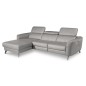 Canapé d'angle relax en cuir de luxe italien avec relax électrique, 5 places BERTONI, gris clair, angle gauche Canapé d'angle relax en cuir de luxe italien avec relax électrique, 5 places BERTONI, gris clair, angle gauche