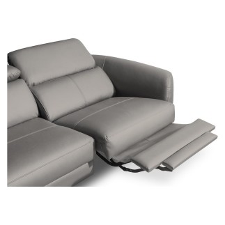 Canapé d'angle relax en cuir de luxe italien avec relax électrique, 5 places BERTONI, gris clair, angle gauche
