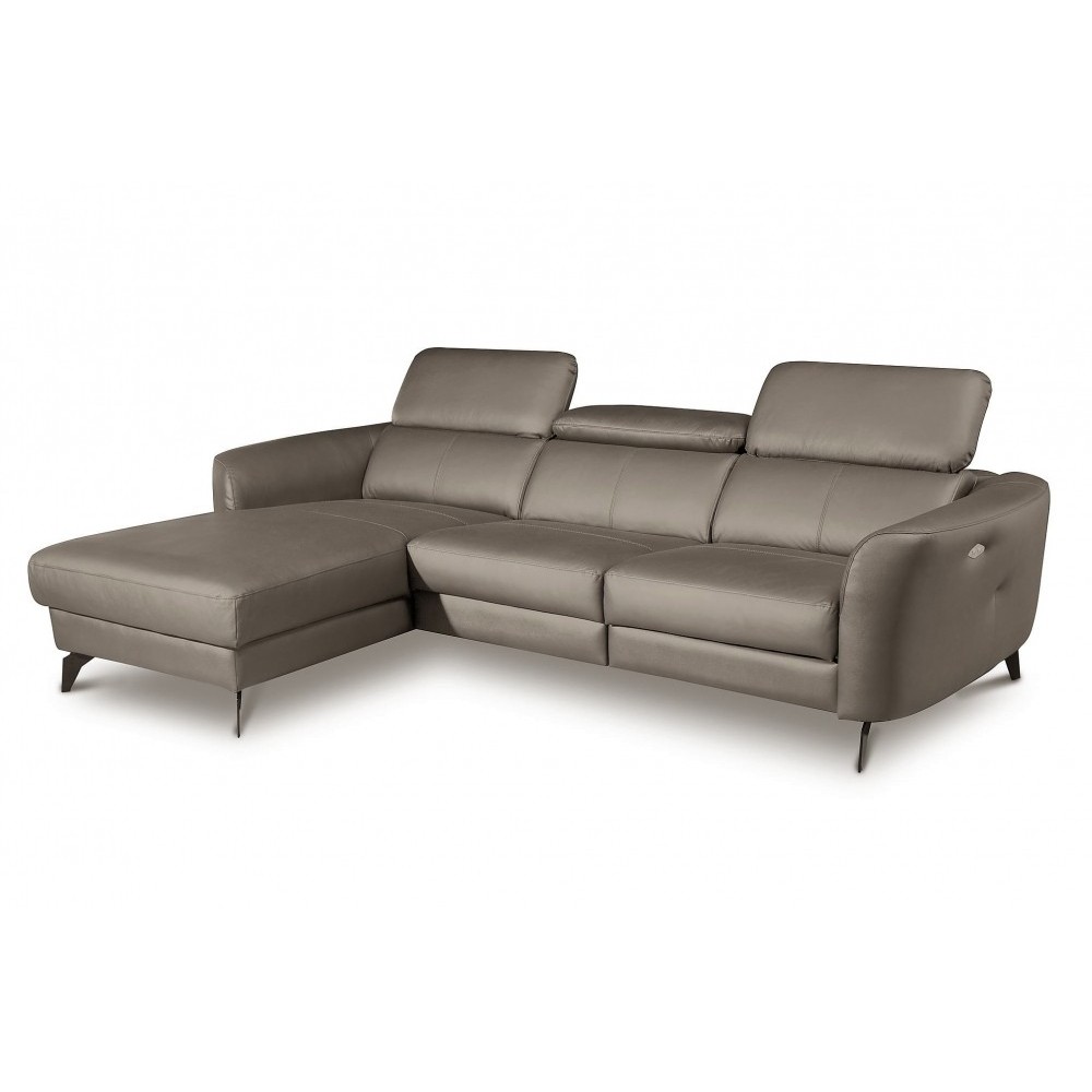 - Canapé d'angle relax en cuir de luxe italien avec relax électrique, 5 places BERTONI, taupe, angle gauche - Canapé d'angle relax en cuir de luxe italien avec relax électrique, 5 places BERTONI, taupe, angle gauche