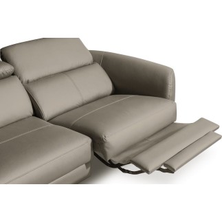 - Canapé d'angle relax en cuir de luxe italien avec relax électrique, 5 places BERTONI, taupe, angle gauche