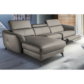 - Canapé d'angle relax en cuir de luxe italien avec relax électrique, 5 places BERTONI, taupe, angle gauche
