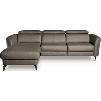 - Canapé d'angle relax en cuir de luxe italien avec relax électrique, 5 places BERTONI, taupe, angle gauche