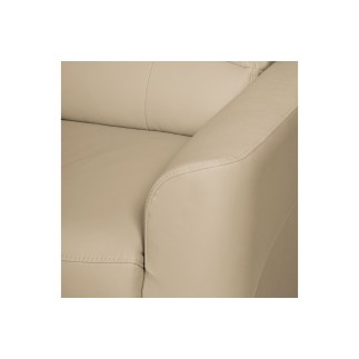 - Canapé d'angle convertible en cuir de luxe italien , 5 places LUGANO, beige, angle gauche