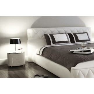 Lit en cuir italien de luxe FARNIENTE, blanc.