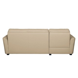- Canapé d'angle convertible en cuir de luxe italien , 5 places LUGANO, beige, angle gauche