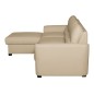 - Canapé d'angle convertible en cuir de luxe italien , 5 places LUGANO, beige, angle gauche