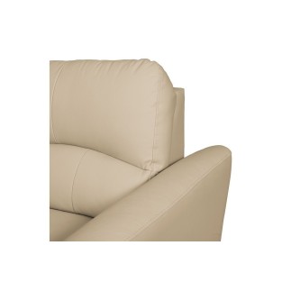 - Canapé d'angle convertible en cuir de luxe italien , 5 places LUGANO, beige, angle gauche