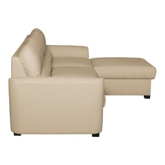 Canapé d'angle convertible en cuir de luxe italien , 5 places LUGANO, beige, angle droit