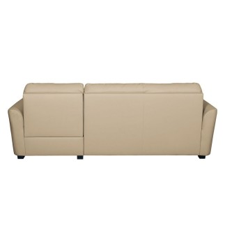 Canapé d'angle convertible en cuir de luxe italien , 5 places LUGANO, beige, angle droit