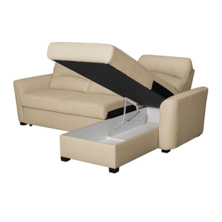 Canapé d'angle convertible en cuir de luxe italien , 5 places LUGANO, beige, angle droit
