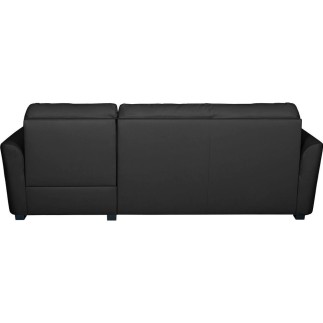 Canapé d'angle convertible en cuir de luxe italien , 5 places LUGANO, noir, angle droit