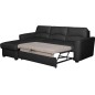 Canapé d'angle convertible en cuir de luxe italien , 5 places LUGANO, noir, angle gauche