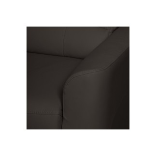 - Canapé d'angle convertible en cuir de luxe italien , 5 places LUGANO, chocolat, angle gauche
