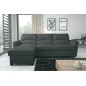 - Canapé d'angle convertible en cuir de luxe italien , 5 places LUGANO, gris foncé, angle gauche - Canapé d'angle convertible en cuir de luxe italien , 5 places LUGANO, gris foncé, angle gauche