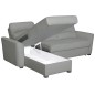 Canapé d'angle convertible en cuir de luxe italien , 5 places LUGANO, gris clair, angle gauche Canapé d'angle convertible en cuir de luxe italien , 5 places LUGANO, gris clair, angle gauche