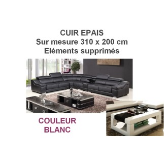 - Canapé d'angle en cuir EPAIS buffle italien de luxe londres blanc cassé CA01, canapé personnalisé sur mesure 310 x 200, cuir E