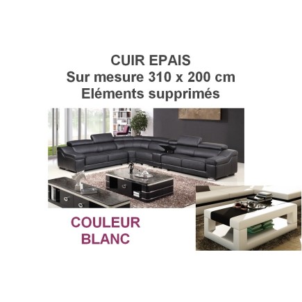 - Canapé d'angle en cuir EPAIS buffle italien de luxe londres blanc cassé CA01, canapé personnalisé sur mesure 310 x 200, cuir E