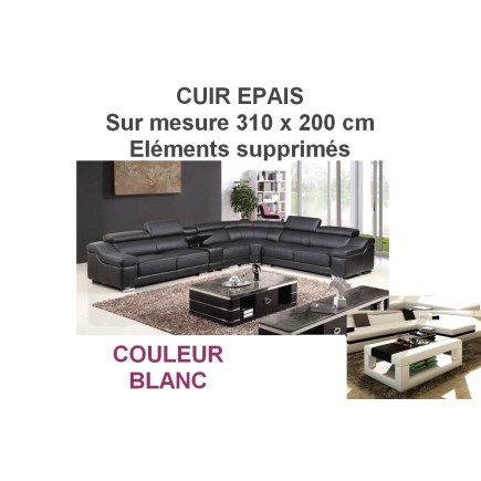 Canapé d'angle en cuir EPAIS buffle italien de luxe londres blanc cassé CA01, canapé personnalisé sur mesure 310 x 200, cuir EPA