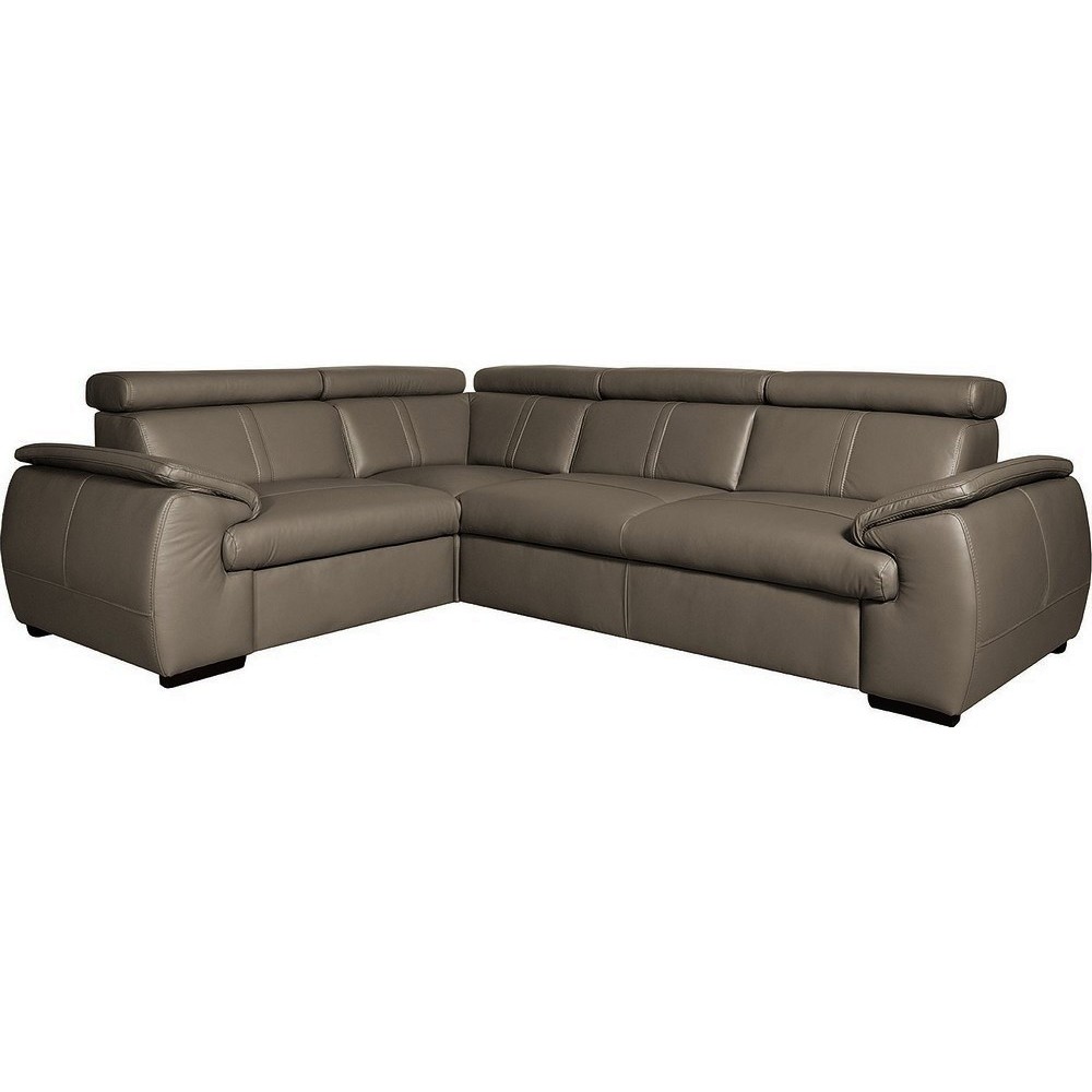 - Canapé d'angle en 100% cuir de luxe italien , 5 places Cintia, couleur taupe, angle gauche - Canapé d'angle en 100% cuir de luxe italien , 5 places Cintia, couleur taupe, angle gauche