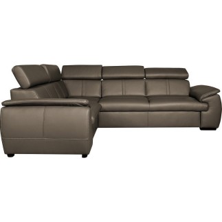 - Canapé d'angle en 100% cuir de luxe italien , 5 places Cintia, couleur taupe, angle gauche