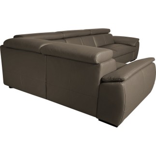 - Canapé d'angle en 100% cuir de luxe italien , 5 places Cintia, couleur taupe, angle gauche