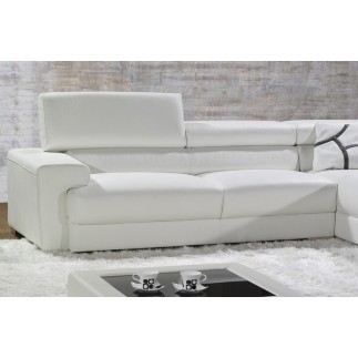 Canapé d'angle en cuir italien, 5 places BONO, blanc, angle droit