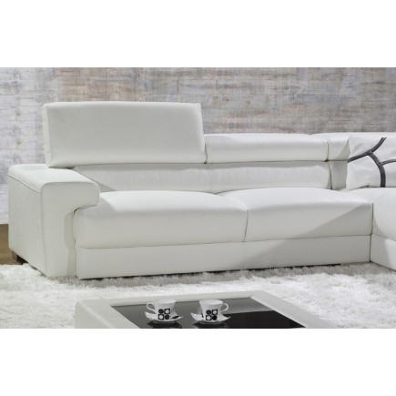 Canapé d'angle en cuir italien, 5 places BONO, blanc, angle droit