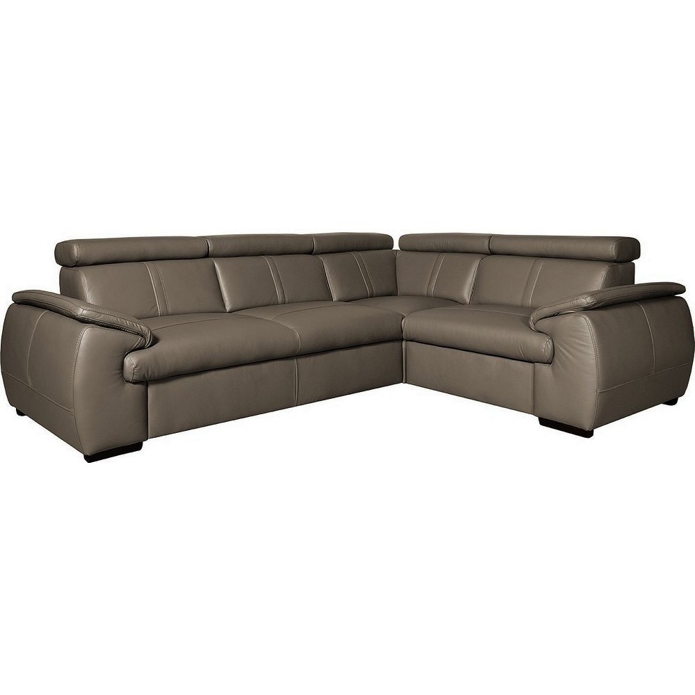 Canapé d'angle en 100% cuir de luxe italien , 5 places Cintia, couleur taupe, angle droit Canapé d'angle en 100% cuir de luxe italien , 5 places Cintia, couleur taupe, angle droit