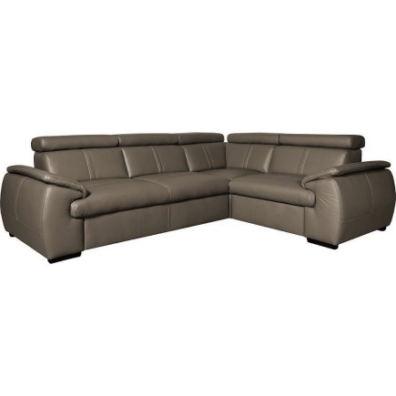 Canapé d'angle en 100% cuir de luxe italien , 5 places Cintia, couleur taupe, angle droit