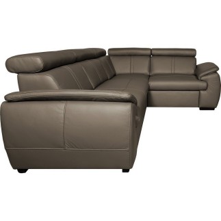 Canapé d'angle en 100% cuir de luxe italien , 5 places Cintia, couleur taupe, angle droit