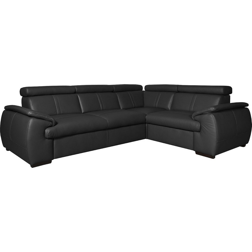 Canapé d'angle en 100% cuir de luxe italien , 5 places Cintia, couleur noir, angle droit Canapé d'angle en 100% cuir de luxe italien , 5 places Cintia, couleur noir, angle droit