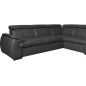 Canapé d'angle en 100% cuir de luxe italien , 5 places Cintia, couleur noir, angle droit Canapé d'angle en 100% cuir de luxe italien , 5 places Cintia, couleur noir, angle droit