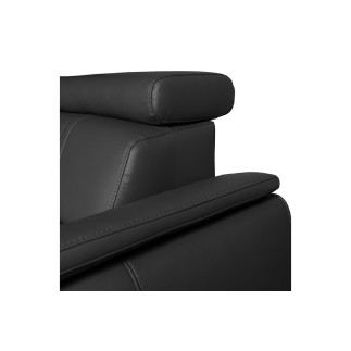 Canapé d'angle en 100% cuir de luxe italien , 5 places Cintia, couleur noir, angle droit
