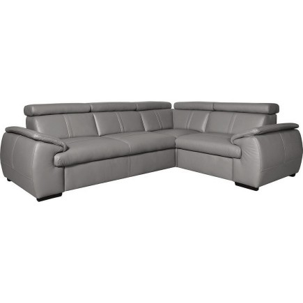 Canapé d'angle en 100% cuir de luxe italien , 5 places Cintia, couleur gris clair, angle droit