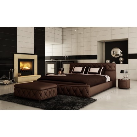 Lit en cuir italien de luxe FARNIENTE, chocolat.