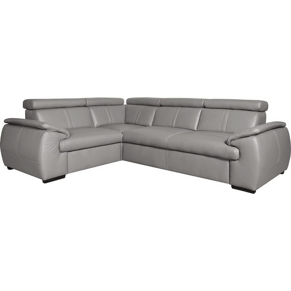 Canapé d'angle en 100% cuir de luxe italien , 5 places Cintia, couleur gris clair, angle gauche Canapé d'angle en 100% cuir de luxe italien , 5 places Cintia, couleur gris clair, angle gauche