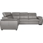 Canapé d'angle en 100% cuir de luxe italien , 5 places Cintia, couleur gris clair, angle gauche Canapé d'angle en 100% cuir de luxe italien , 5 places Cintia, couleur gris clair, angle gauche