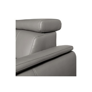 Canapé d'angle en 100% cuir de luxe italien , 5 places Cintia, couleur gris clair, angle gauche