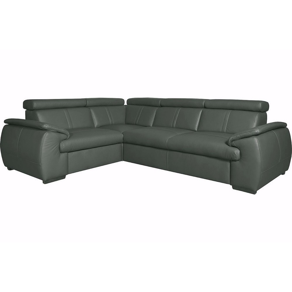Canapé d'angle en 100% cuir de luxe italien , 5 places Cintia, couleur gris foncé, angle gauche Canapé d'angle en 100% cuir de luxe italien , 5 places Cintia, couleur gris foncé, angle gauche