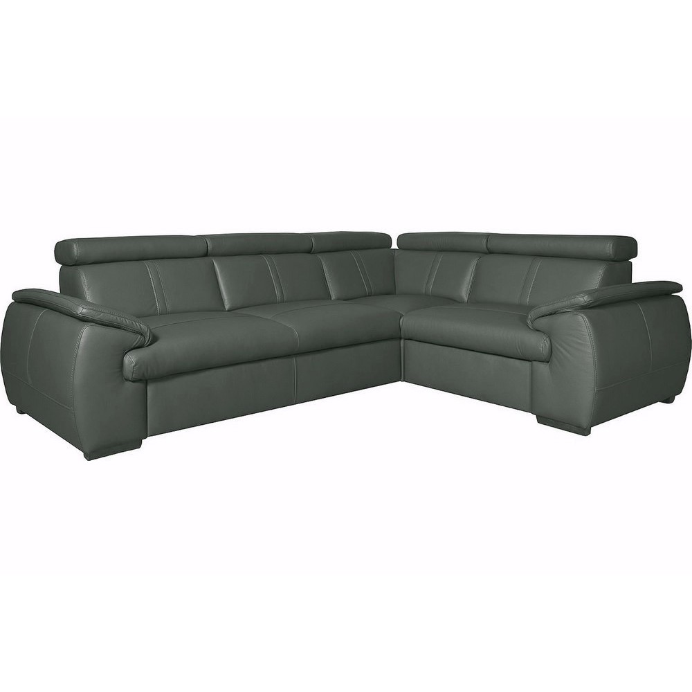 Canapé d'angle en 100% cuir de luxe italien , 5 places Cintia, couleur gris foncé, angle droit Canapé d'angle en 100% cuir de luxe italien , 5 places Cintia, couleur gris foncé, angle droit