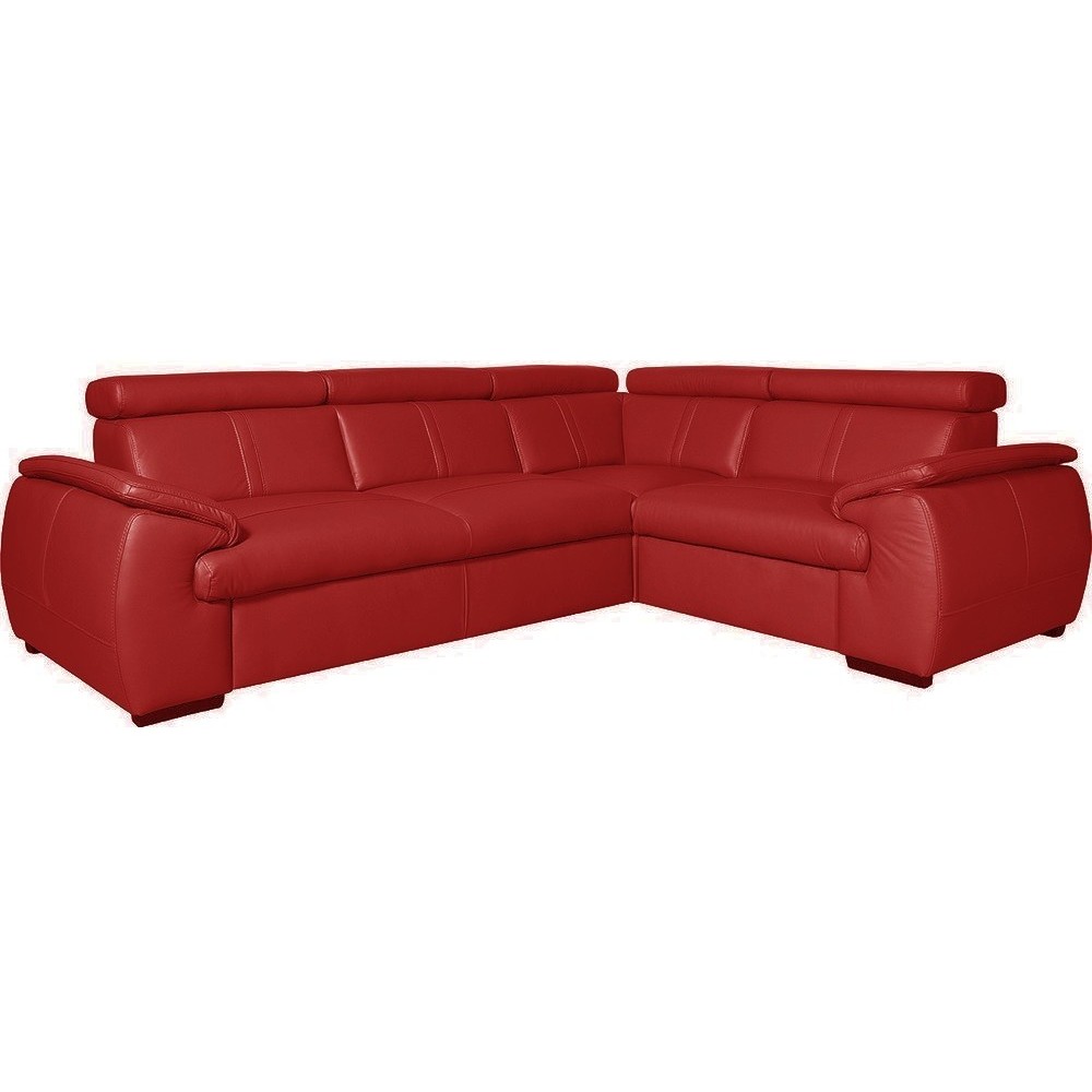 Canapé d'angle en 100% cuir de luxe italien , 5 places Cintia, couleur rouge foncé, angle droit Canapé d'angle en 100% cuir de luxe italien , 5 places Cintia, couleur rouge foncé, angle droit