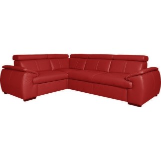 - Canapé d'angle en 100% cuir de luxe italien , 5 places Cintia, couleur rouge foncé, angle gauche