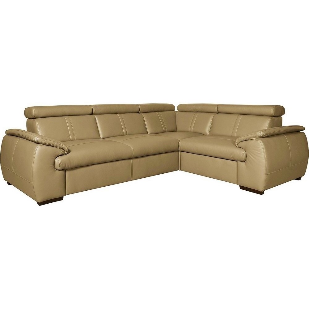 Canapé d'angle en 100% cuir de luxe italien , 5 places Cintia, couleur beige, angle droit Canapé d'angle en 100% cuir de luxe italien , 5 places Cintia, couleur beige, angle droit