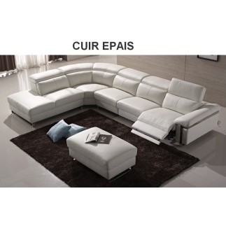 1er paiement de la commande: Canapé d'angle relax en cuir EPAIS buffle italien de luxe RELAXINO, blanc, angle gauche, 3x Paypal,