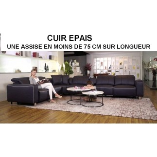 Canapé d'angle relax en cuir EPAIS de buffle italien de luxe aec 2 relax électriques, SUR MESURE PERSONNALISE UNE ASSISE EN MOIN