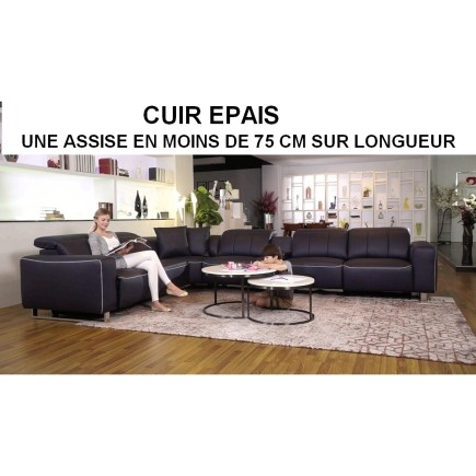 Canapé d'angle relax en cuir EPAIS de buffle italien de luxe aec 2 relax électriques, SUR MESURE PERSONNALISE UNE ASSISE EN MOIN